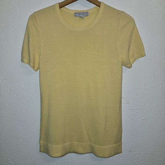 Carolyn Taylor Essentials Yellow Short Sleeve Sweater Women's Shirt Size Small - Picture 1 of 3